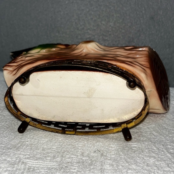 ♥️Vintage California Pottery Songbird on a log Ceramic Planter #209 MCM - Picture 6 of 7